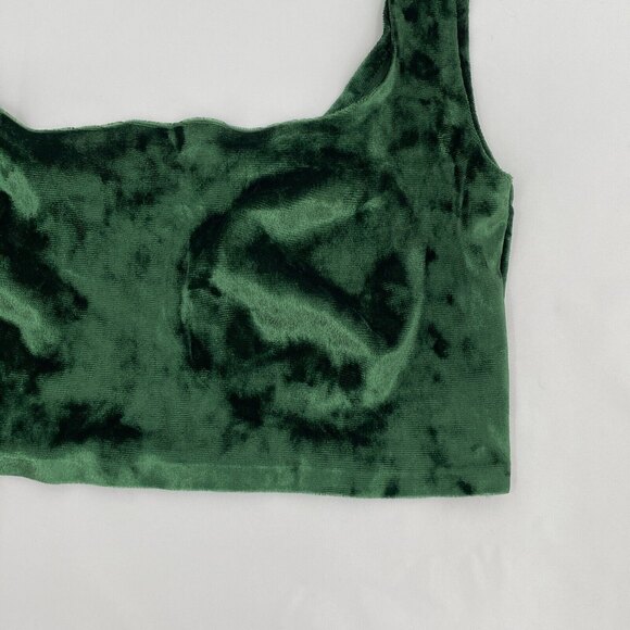 Womens Green Velvet Sleeveless Cropped Casual Tank Top Size Small - Picture 5 of 7
